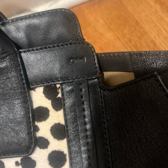 Chloe leather and calf hair dalmation print tote - Picture 3 of 3